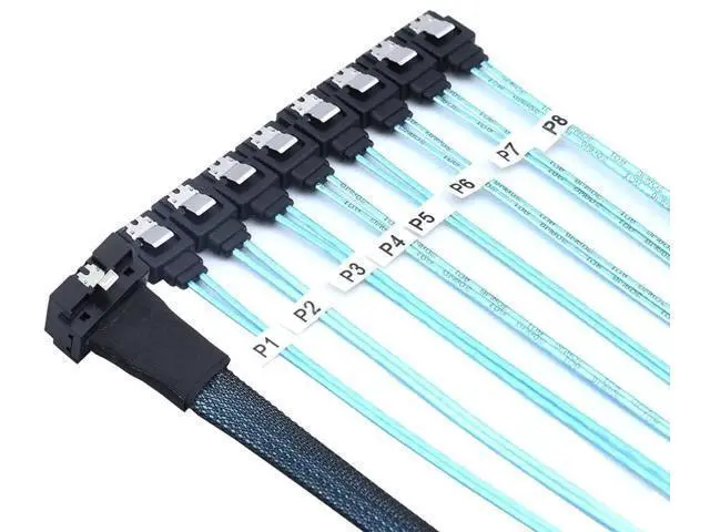 Alt view image 2 of 6 - 0.5M PCIe SlimSAS LP LowProfile SFF8654 8i 74Pin to 8×SATA Server Cable, 100 Ohm 30AWG HighSpeed Data Cable