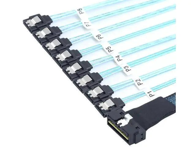 Alt view image 4 of 6 - 0.5M PCIe SlimSAS LP LowProfile SFF8654 8i 74Pin to 8×SATA Server Cable, 100 Ohm 30AWG HighSpeed Data Cable