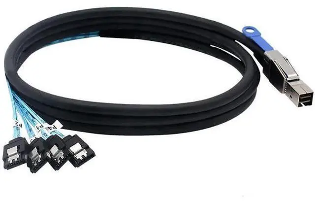 Alt view image 2 of 5 - Mini SAS HD SFF8644 with IC Chip to 4×SATA 7Pin Fanout Cable, 6Gbps HighSpeed Server Hard Drive Interconnect Cable, 28AWG Pure Copper, 1M
