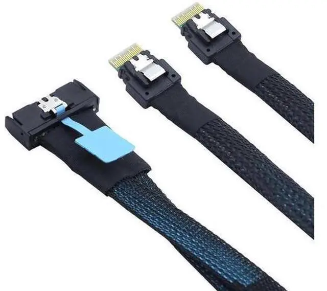 Alt view image 2 of 6 - Gen5 MCIO 8X Slimline SAS 8i to Dual SFF8654 4i Server Cable, 24Gbps HighSpeed Data Transfer Cord, 85 Ohm Impedance, 0.8M