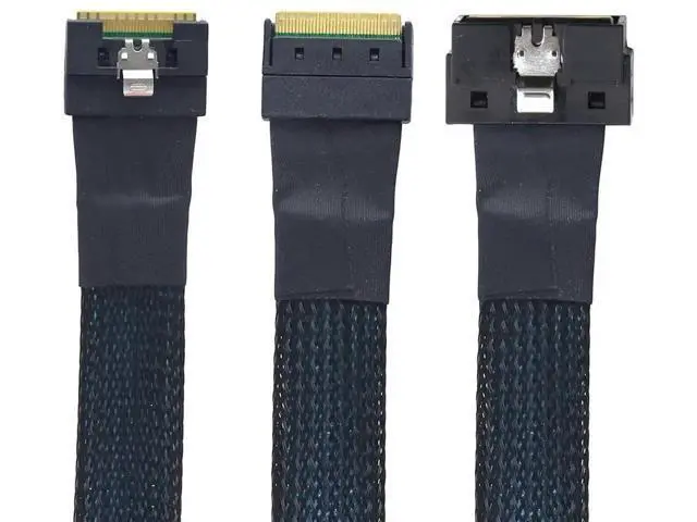 Alt view image 2 of 6 - PCIe SlimSAS LP LowProfile SFF8654 8i to SFF8654 8X Server Cable, 24Gbps HighSpeed, 85 Impedance, FlattoFlat Internal Cable with AntiMisplug Design, Black, 0.8M