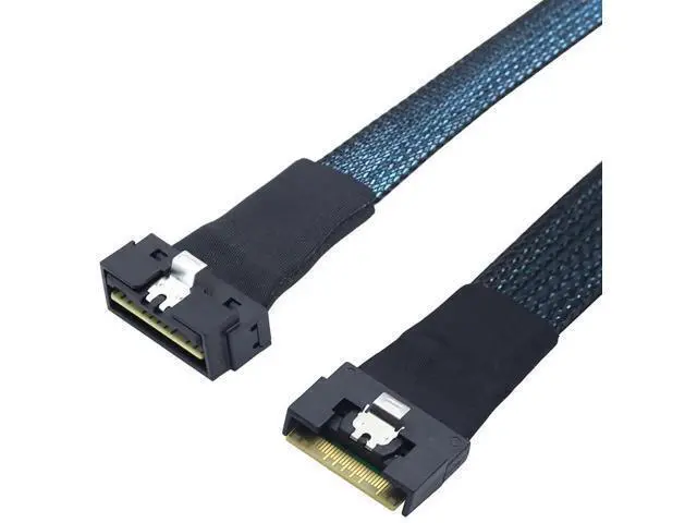 Alt view image 5 of 6 - PCIe SlimSAS LP LowProfile SFF8654 8i to SFF8654 8X Server Cable, 24Gbps HighSpeed, 85 Impedance, FlattoFlat Internal Cable with AntiMisplug Design, Black, 0.8M
