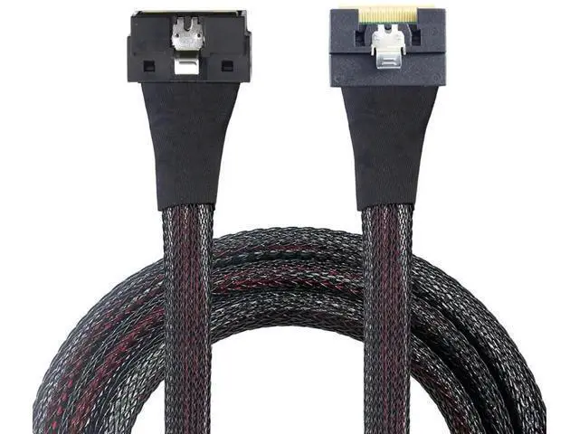 Alt view image 4 of 6 - PCIe SlimSAS LP LowProfile SFF8654 8i to SFF8654 8X Server Cable, 24Gbps HighSpeed, 85 Impedance, FlattoFlat Internal Cable with AntiMisplug Design, Black, 0.8M