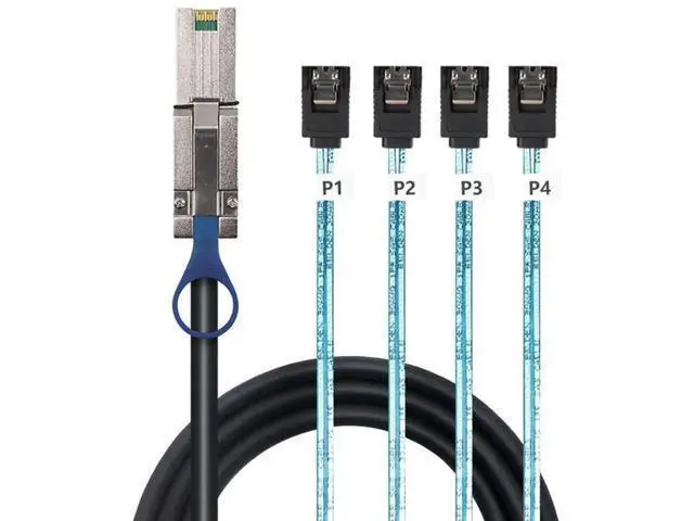 Alt view image 4 of 5 - 0.5M Mini SAS HD SFF8088 26P to 4×SATA 7P Female Cable, 6Gbps HighSpeed Server Hard Drive Connection Cable, 28AWG, 10 Ohm