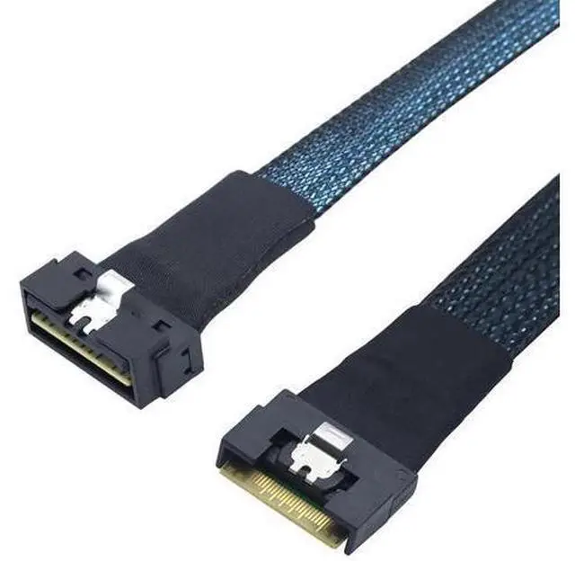 Main image of PCIe SlimSAS LP LowProfile SFF8654 8i to SFF8654 8X Server Cable, 24Gbps HighSpeed 85 Ohm Internal FlattoFlat Connection Cable with AntiMisplug Design, Black, 1M