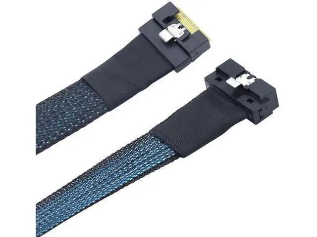 Alt view image 4 of 6 - PCIe SlimSAS LP LowProfile SFF8654 8i to SFF8654 8X Server Cable, 24Gbps HighSpeed 85 Ohm Internal FlattoFlat Connection Cable with AntiMisplug Design, Black, 1M