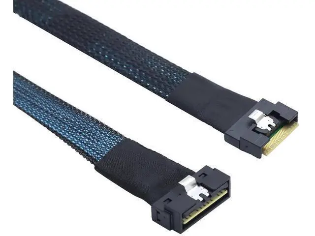 Alt view image 5 of 6 - PCIe SlimSAS LP LowProfile SFF8654 8i to SFF8654 8X Server Cable, 24Gbps HighSpeed 85 Ohm Internal FlattoFlat Connection Cable with AntiMisplug Design, Black, 1M
