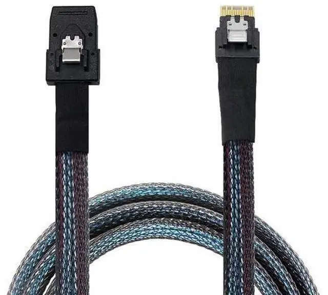 Main image of 2PCS Slim Line SAS 4.0 Cable, SFF8654 4i 38Pin Host to Mini SAS 4i SFF8087 36Pin Target Cable, 1.6FT, Black