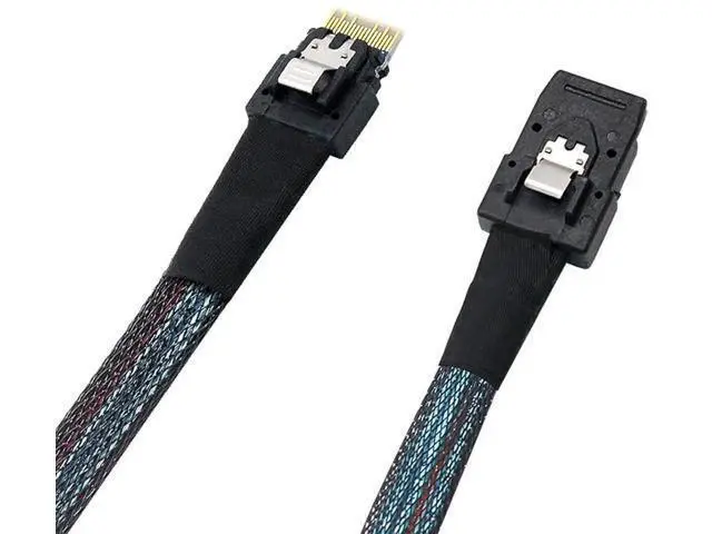 Alt view image 2 of 5 - 2PCS Slim Line SAS 4.0 Cable, SFF8654 4i 38Pin Host to Mini SAS 4i SFF8087 36Pin Target Cable, 1.6FT, Black