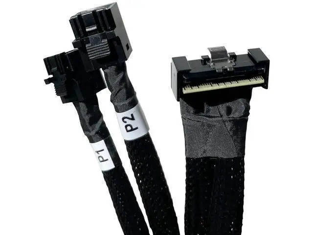 Alt view image 3 of 5 - 80cm SlimSAS LP 8X to 2×MiniSAS HD 4X Cable, SFF8654 LP 74Pin to 2×SFF8643 36Pin, Compatible with DELL H750/H755 Servers