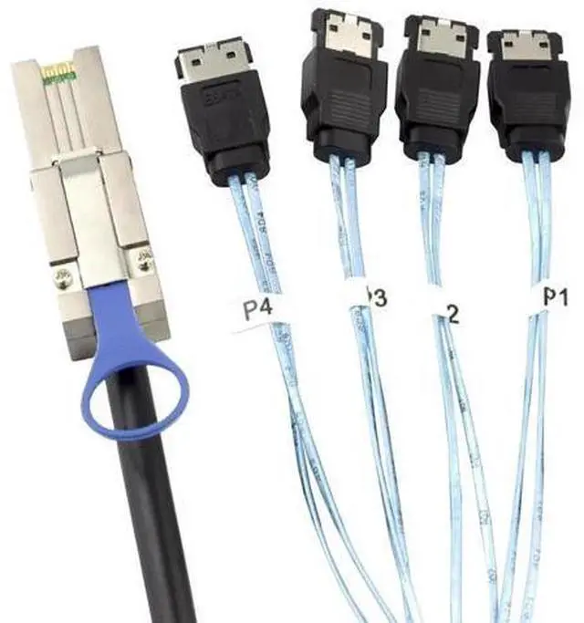 Alt view image 3 of 5 - 0.5M/19.68in Mini SAS HD SFF8088 26P to 4×eSATA 7P Female External Server Hard Drive Cable, 28AWG 6Gbps HighSpeed Copper Wire Harness
