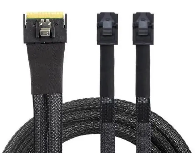 Main image of Mini SlimSAS SFF8654 8i 4.0 to Dual SAS HD SFF8643 Cable, 32AWG 24G HighSpeed AntiMisdirection Server Interconnect, 0.8M