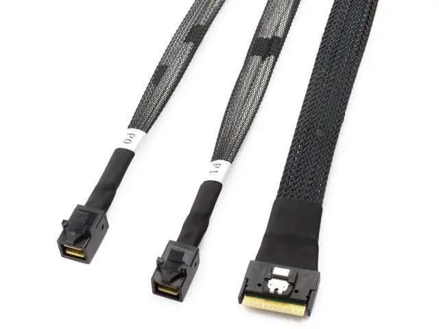 Alt view image 2 of 6 - Mini SlimSAS SFF8654 8i 4.0 to Dual SAS HD SFF8643 Cable, 32AWG 24G HighSpeed AntiMisdirection Server Interconnect, 0.8M