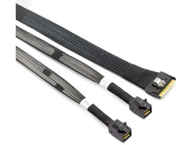 Alt view image 6 of 6 - Mini SlimSAS SFF8654 8i 4.0 to Dual SAS HD SFF8643 Cable, 32AWG 24G HighSpeed AntiMisdirection Server Interconnect, 0.8M