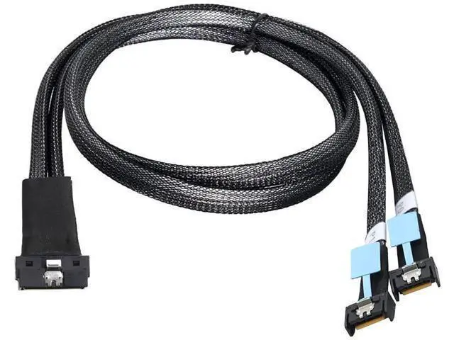 Alt view image 2 of 6 - PCIe SlimSAS LP LowProfile SFF8654 8I to Dual MCIO 4I Cable, 12Gbps HighSpeed Server Data Cable for RAID Controller, Workstation & Storage Expansion, 1M/39.37in