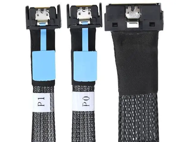 Alt view image 3 of 6 - PCIe SlimSAS LP LowProfile SFF8654 8I to Dual MCIO 4I Cable, 12Gbps HighSpeed Server Data Cable for RAID Controller, Workstation & Storage Expansion, 1M/39.37in