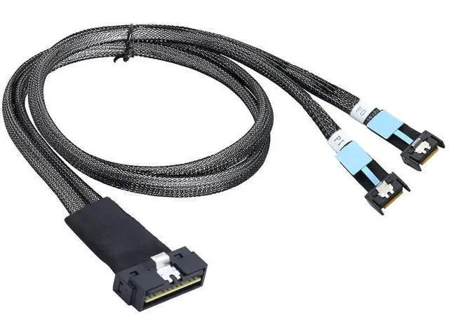 Alt view image 4 of 6 - PCIe SlimSAS LP LowProfile SFF8654 8I to Dual MCIO 4I Cable, 12Gbps HighSpeed Server Data Cable for RAID Controller, Workstation & Storage Expansion, 1M/39.37in