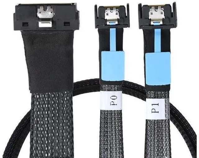Alt view image 5 of 6 - PCIe SlimSAS LP LowProfile SFF8654 8I to Dual MCIO 4I Cable, 12Gbps HighSpeed Server Data Cable for RAID Controller, Workstation & Storage Expansion, 1M/39.37in