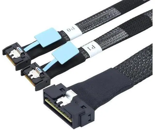 Alt view image 6 of 6 - PCIe SlimSAS LP LowProfile SFF8654 8I to Dual MCIO 4I Cable, 12Gbps HighSpeed Server Data Cable for RAID Controller, Workstation & Storage Expansion, 1M/39.37in