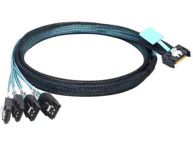 Alt view image 4 of 6 - SlimSAS 8654 MCIO 4i 38Pin to 4×SATA Cable, PCIe 5.0 Server 12G HighSpeed Data Cable, 39.37 Inches