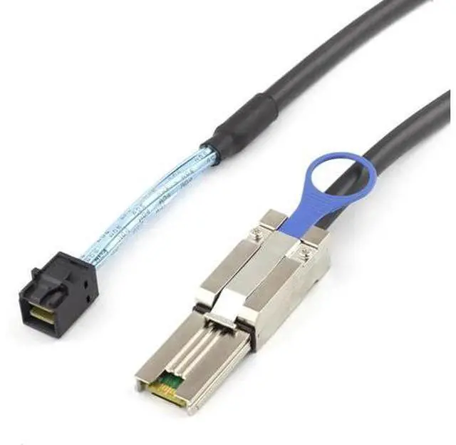 Main image of 1m Mini SAS HD SFF8088 to SFF8643 InternalExternal Server Cable 6Gbps HighSpeed 28AWG Data Cable, Black Flat Connector