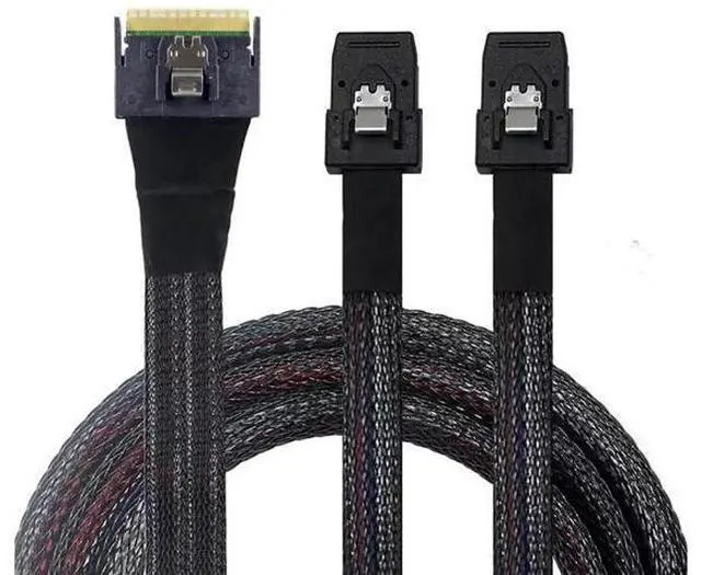 Alt view image 3 of 6 - SlimSAS SFF8654 8i 74Pin to 2×SFF8087 Mini SAS Fanout Cable, 12Gbps HighSpeed Internal Server Cable, AntiMisplug Design, 32AWG 85Ohm Impedance, 0.5M