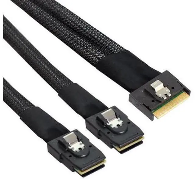 Alt view image 5 of 6 - SlimSAS SFF8654 8i 74Pin to 2×SFF8087 Mini SAS Fanout Cable, 12Gbps HighSpeed Internal Server Cable, AntiMisplug Design, 32AWG 85Ohm Impedance, 0.5M