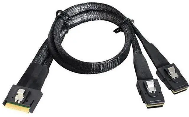 Alt view image 6 of 6 - SlimSAS SFF8654 8i 74Pin to 2×SFF8087 Mini SAS Fanout Cable, 12Gbps HighSpeed Internal Server Cable, AntiMisplug Design, 32AWG 85Ohm Impedance, 0.5M