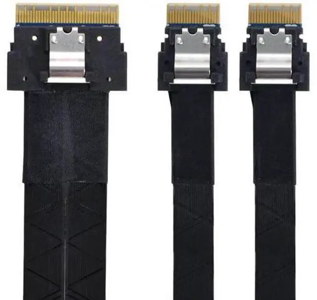 Main image of 40cm PCIE Ultraport SAS Slim 4.0 Cable, SFF8654 8i 74Pin to Dual SFF8654 4i 38Pin PCIExpress Breakout Cable