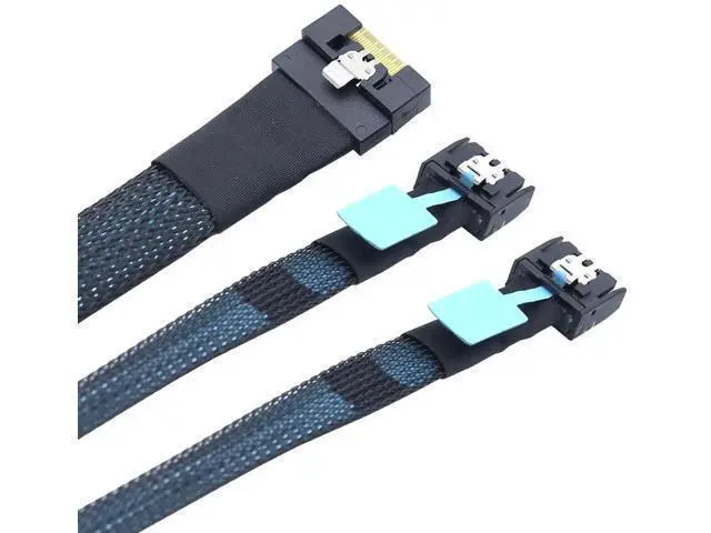 Alt view image 2 of 6 - Slimline SAS SFF8654 8i to Dual MCIO 4i Server Cable, AntiMisplug FullCover Design, 16Gbps HighSpeed Copper Wire Harness, 0.8M/31.49in