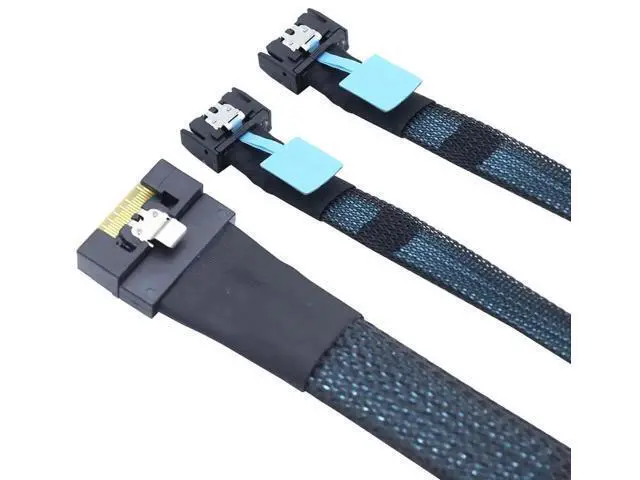 Alt view image 3 of 6 - Slimline SAS SFF8654 8i to Dual MCIO 4i Server Cable, AntiMisplug FullCover Design, 16Gbps HighSpeed Copper Wire Harness, 0.8M/31.49in