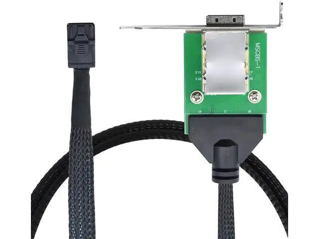 Alt view image 2 of 6 - Mini SAS HD SFF8643 to SFF8088 PCBA Female InternaltoExternal Conversion Cable, 6Gbps HighSpeed Server Cable, 1m / 39.37in