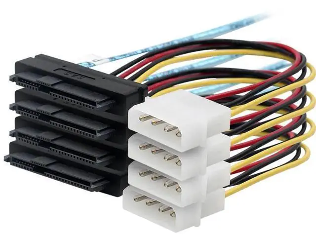 Alt view image 6 of 6 - MiniSAS SFF8088 26Pin to 4×SAS SFF8482 29Pin with Power Cable, Server Hard Drive Cable, 1M / 3.3FT