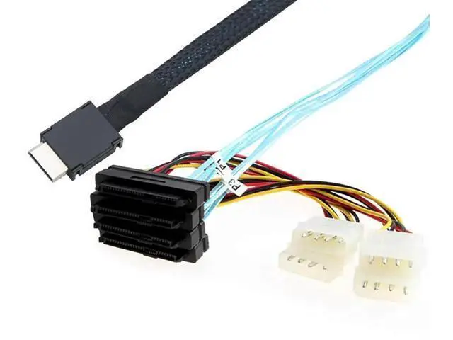 Alt view image 3 of 6 - OCuLink PCIe SFF8611 4i to SAS 4×SFF8482 Cable with 4Pin Power, 12Gbps HighSpeed Server Connection Cable for SAS Hard Drive, RAID Controller & Storage Expansion, 0.5M/19.68in