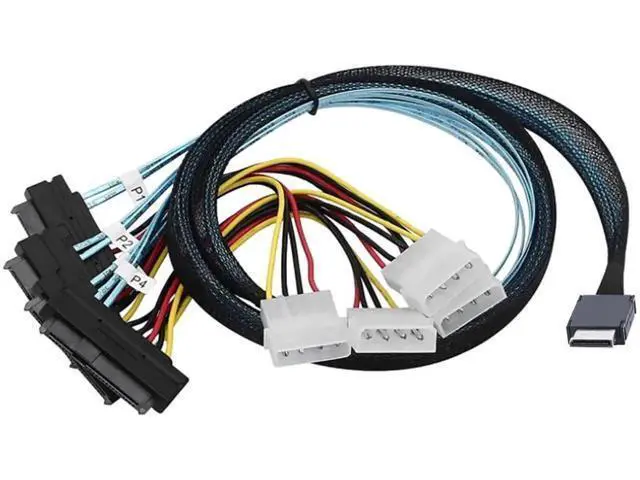 Alt view image 4 of 6 - OCuLink PCIe SFF8611 4i to SAS 4×SFF8482 Cable with 4Pin Power, 12Gbps HighSpeed Server Connection Cable for SAS Hard Drive, RAID Controller & Storage Expansion, 0.5M/19.68in