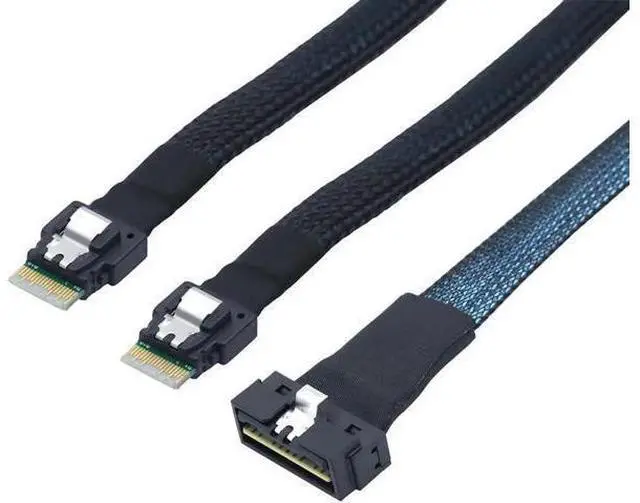 Alt view image 2 of 6 - PCIe SlimSAS LP LowProfile SFF8654 8i to Dual SFF8654 4i Cable, 12G HighSpeed Server Interconnect, 1M