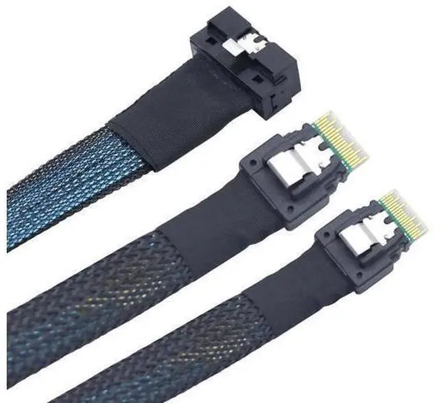 Alt view image 6 of 6 - PCIe SlimSAS LP LowProfile SFF8654 8i to Dual SFF8654 4i Cable, 12G HighSpeed Server Interconnect, 1M