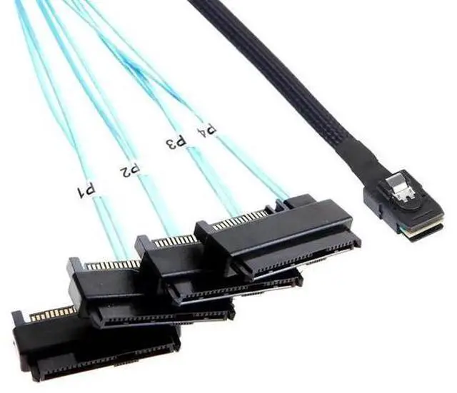 Main image of 2Pack MiniSAS to SAS Cable, 1M / 3.3FT SFF8087 to 4×SFF8482 with SATA Power Adapter Cable