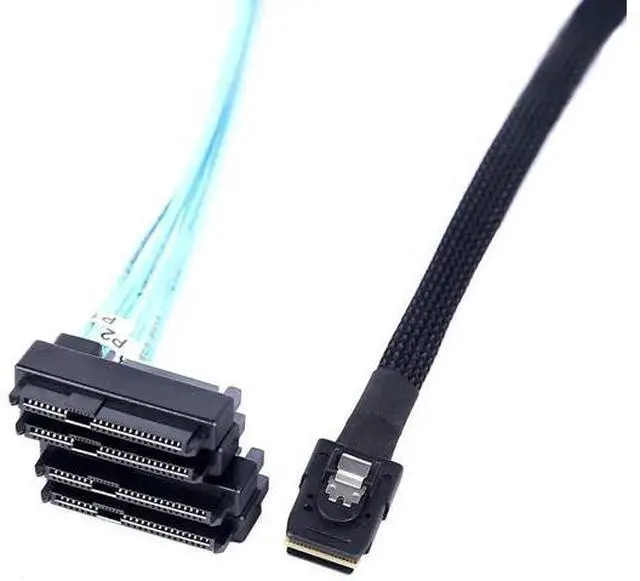 Alt view image 4 of 6 - 2Pack MiniSAS to SAS Cable, 1M / 3.3FT SFF8087 to 4×SFF8482 with SATA Power Adapter Cable