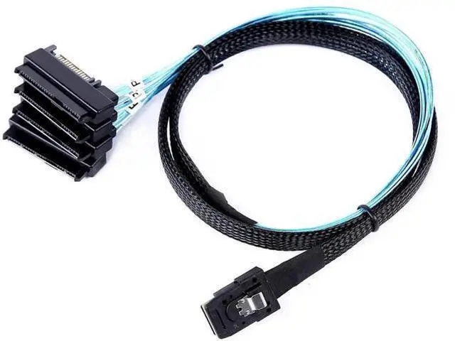Alt view image 6 of 6 - 2Pack MiniSAS to SAS Cable, 1M / 3.3FT SFF8087 to 4×SFF8482 with SATA Power Adapter Cable