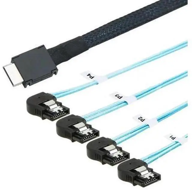 Main image of Durable PCIExpress SAS SFF8611 4i to 4Port LeftAngle 7Pin SATA Hard Drive Cable