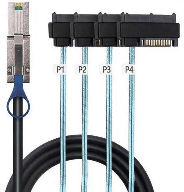 Main image of Mini SAS HD SFF8088 26Pin to 4×SFF8482 Server Breakout Cable, 6Gbps HighSpeed 26Pin to 4Port Data Cord, 28AWG Copper Wire, 1M