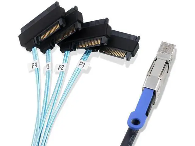 Alt view image 4 of 5 - Compatible Mini SAS HD SFF8644 to SFF8482 29Pin 2in1 SATA Hard Drive Data Cable, 28AWG Copper, 12Gbps HighSpeed Harness, 1m/39.37in