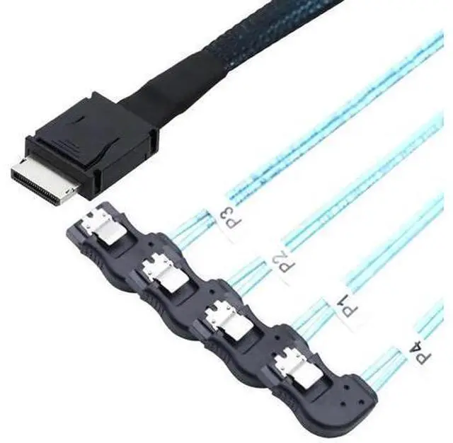 Alt view image 2 of 5 - 0.5M OCuLink PCIExpress SAS SFF8611 4i to SATA 7P Right Angle Server Hard Drive Cable, 32AWG 12Gbps HighSpeed Internal Harness