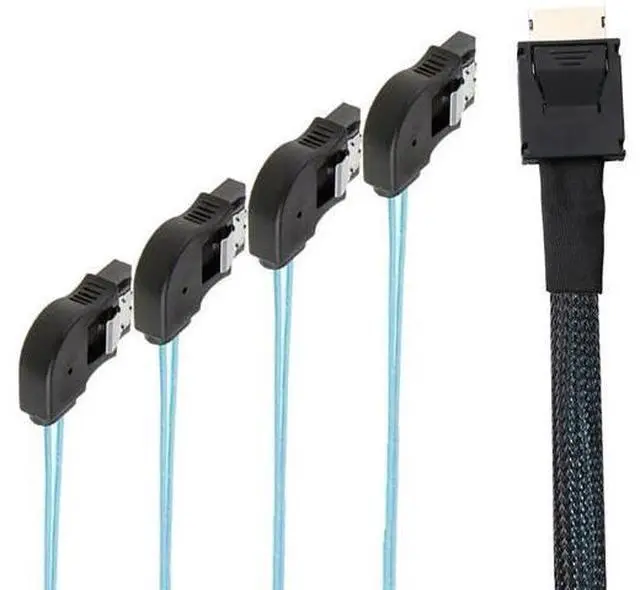 Alt view image 3 of 5 - 0.5M OCuLink PCIExpress SAS SFF8611 4i to SATA 7P Right Angle Server Hard Drive Cable, 32AWG 12Gbps HighSpeed Internal Harness