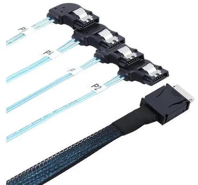 Alt view image 5 of 5 - 0.5M OCuLink PCIExpress SAS SFF8611 4i to SATA 7P Right Angle Server Hard Drive Cable, 32AWG 12Gbps HighSpeed Internal Harness
