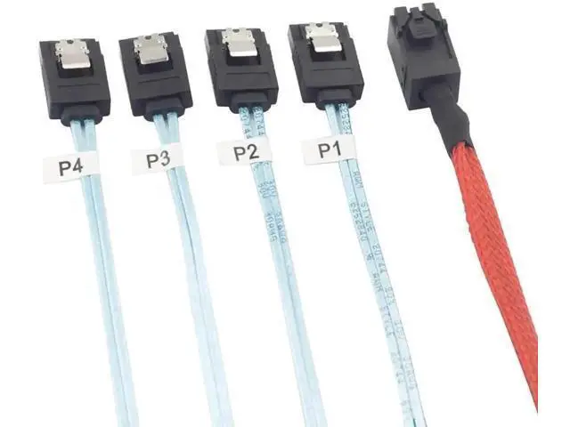 Alt view image 6 of 6 - 1m Mini SAS HD SFF8643 to 4X SATA Cable, 12Gbps HighSpeed Server Connection Wire, Red, 30AWG Copper