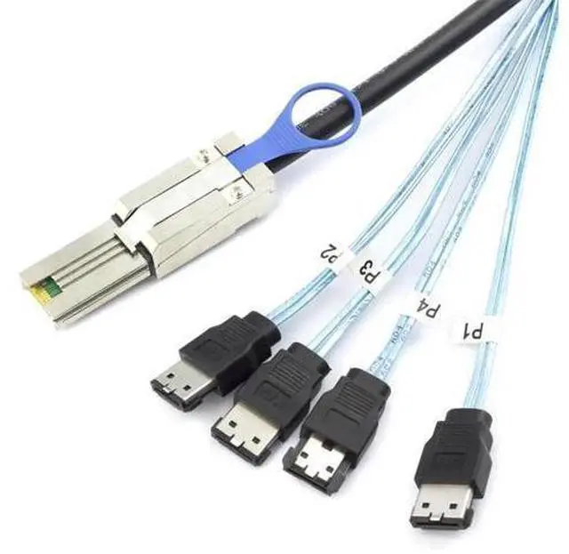 Main image of Mini SAS HD SFF8088 26Pin to 4×eSATA 7Pin Female External Server Hard Drive Cable, 28AWG 6Gbps HighSpeed Copper Wire Harness, 1m / 39.37in