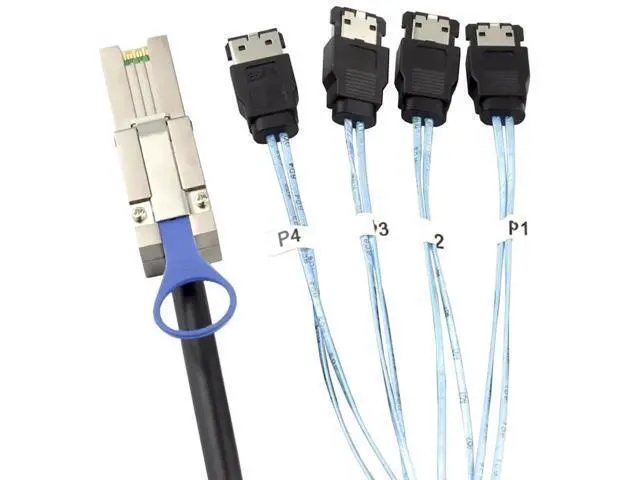Alt view image 4 of 5 - Mini SAS HD SFF8088 26Pin to 4×eSATA 7Pin Female External Server Hard Drive Cable, 28AWG 6Gbps HighSpeed Copper Wire Harness, 1m / 39.37in