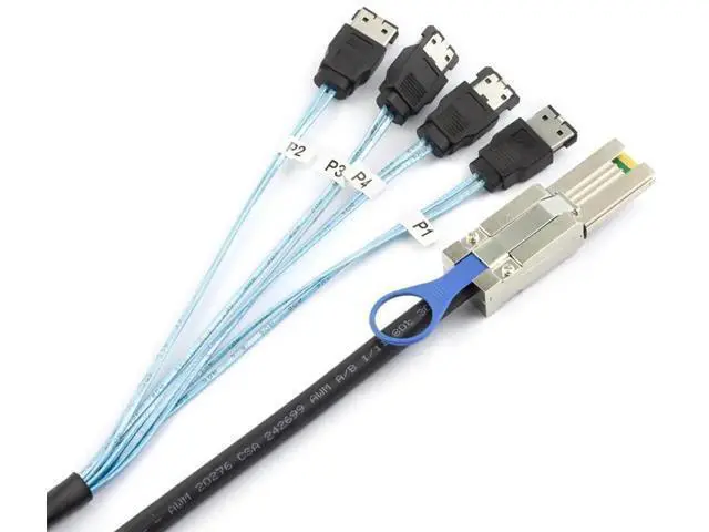 Alt view image 2 of 5 - Mini SAS HD SFF8088 26Pin to 4×eSATA 7Pin Female External Server Hard Drive Cable, 28AWG 6Gbps HighSpeed Copper Wire Harness, 1m / 39.37in